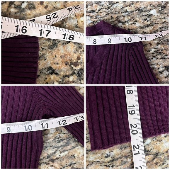 Vintage Y2K INC Purple Ribbed Half Zip Sweater PM | Slim Fit Cropped Knit Forest - Picture 6 of 11